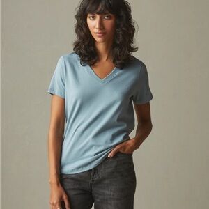 AMERICAN GIANT | Classic Cotton V Neck Boxy Tee | L